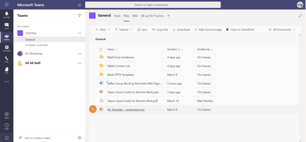 Teams file collaboration screenshot
