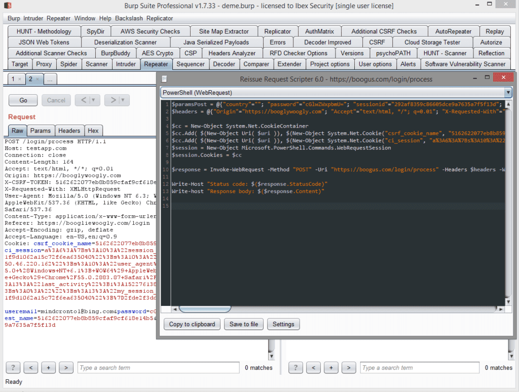 Script generator dialog
